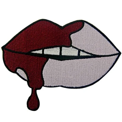 Image of The Bleeding Sexy Pink Lips Embroidered Badge Iron On Sew Patch