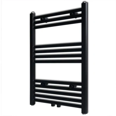 Image of vidaXL Black Bathroom Central Heating Towel Rail Radiator Straight 500x764mm