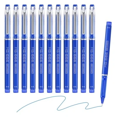 Image of M&amp;G Gel Pen Medium Point 0.5mm, 12 Pack Quick Dry Smooth Blue Ink Rollerball for Home Office Writing Note Taking Journaling Business, Style 1