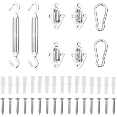 Image of vidaXL 9 Piece Sunshade Sail Accessory Set Stainless Steel