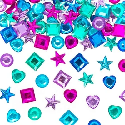 Image of Baker Ross AX995 Mermaid Self Adhesive Acrylic Gems Pack of 200, Card Making Supplies, Embellishments for Crafting, Craft Supplies Kids