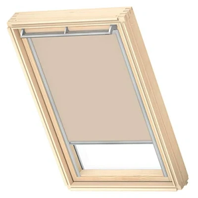 Image of VELUX Original Roof Window Blackout Blind for MK06, Sand, with Grey Guide Rail