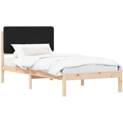 Image of vidaXL Bed Frame with Upholstered Headboard Black 100 x 200 cm