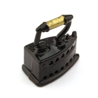 Image of MyTinyWorld Dolls House Miniature Victorian Coal Heated Black Metal Iron