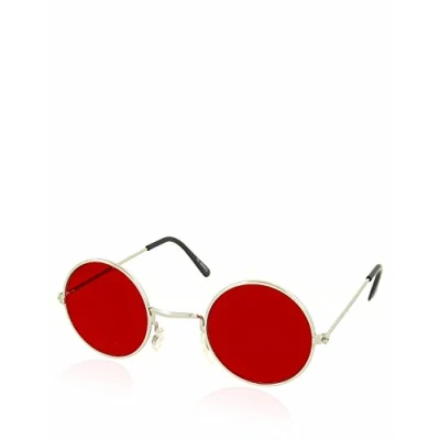 Image of The Movie Shop Ltd Natural Born Killers NBK Mickey Knox Style Sunglasses Silver Frame/Red Lens