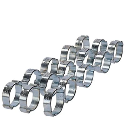 Image of Double Ear Pipe Tube Clips Clamps Hose Fuel Clamp Hydraulic 20mm 23mm 15pc