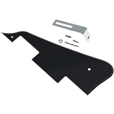 Image of Dopro Solid Black 1 Ply LP Guitar Pickguard with Chrome Bracket for Epiphone Les Paul