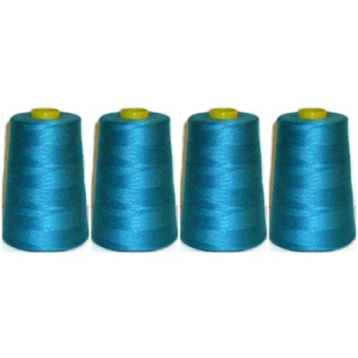 Image of F4D OVERLOCKING THREAD OVERLOCKER POLYESTER INDUSTRIAL SEWING 4 X 5000 YARD SPOOLS LARGE COLOUR SELECTION (Turquoise)