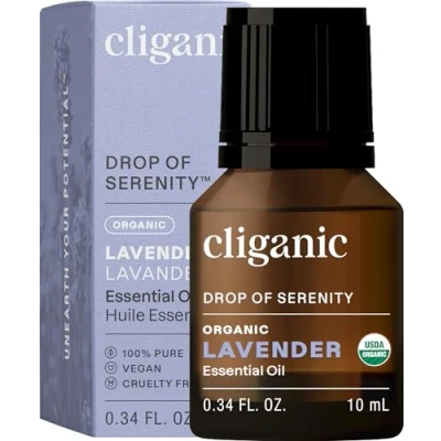 Image of Cliganic USDA Organic Lavender Essential Oil 100% Pure, Undiluted, Natural, Non GMO (10ml), Therapeutic Grade for Aromatherapy Diffuser Lavandula Angustifolia