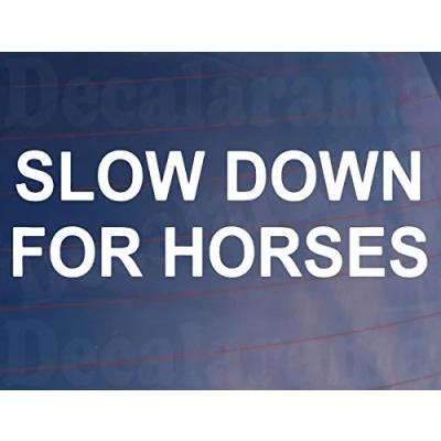 Image of Car Sticker Slow Down For Horses Fun Cute Novelty Van Window Bumper Boot Door Decal Present