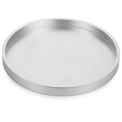 Image of Hanobe Decorative Coffee Table Tray: Silver Wood Tray Round Rustic Wooden Trays 31cm/12.2in Circle Farmhouse Centerpiece Candle Holder for Home Decor Ottoman Counter Display Living Room Organizer