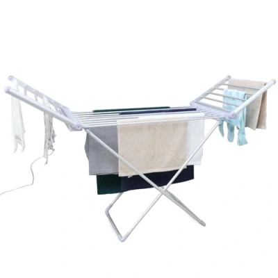 Image of Rediffusion Winged Heated Clothes Airer, 18 Rails, 12m Hanging Space,15kg Weight Capacity, Indoor Energy Efficient, 148 x 93 54 cm REDH02, Silver