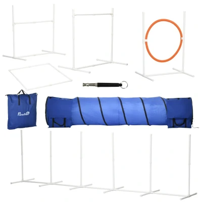 Image of PawHut Dog Agility Equipment Set 6 PCs with 3(m) Tunnel, Canine Whistle, Pause Box, Jumps, Weave Poles
