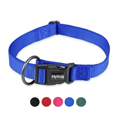 Image of Dog Collars for Small Dogs Quick Release Buckle Down Plastic Clip Collar Pup Boy and Girl Training Walking Daily Use. (Small, Bright Blue)