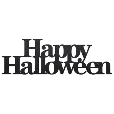 Image of Halloween Banner Decoration, Black Happy Foam Glitter Sign Decoration Table Centrepiece 31cm, Party Yard Backdrop for Indoor Outdoor Home Garden