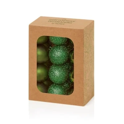 Image of Premier Decorations Set of 24 x 3cm Shatterproof Baubles Dark Green Assorted Finishes Luxury Christmas Tree Decorations, Hanging