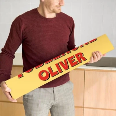 Image of Personalised XXL 4.5 KG Toblerone Chocolate Bar Giant with the Name of Your Choice, Milk Honey Almond Nougat