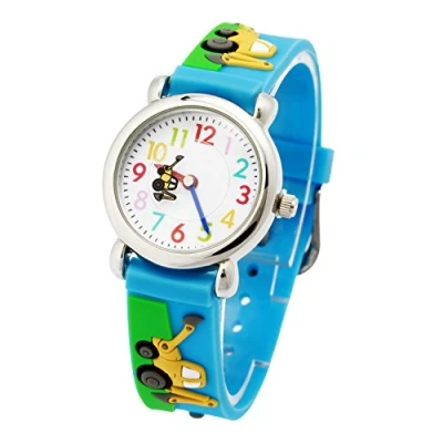 Image of Mixe First Time Teacher Boys Girls Children Kids Analog Wrist Watch Cartoon 3D Band Environment Friendly Silicone (Truck)