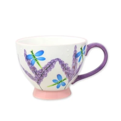 Image of The Leonardo Collection Lesser &amp; Pavey Ceramic Teacup Footed Mug for Tea Coffee Dragonfly Cups Home, Office or Shops Lynsey Johnstone