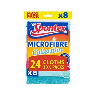 Image of Spontex Microfibre Multi Purpose Cloths Pack of 8 x 3, Colours