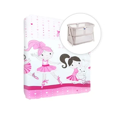 Image of Baby Comfort Nursery 100% Cotton Fitted Sheet to fit 95x65 cm Travel Cot (Pink Ballet)