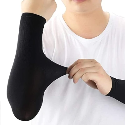 Image of Arm Sleeves UV Protection,Arm Warmers Support Stretchy Anti slip,Compression to Cover Arms Womens Mens Youth for Covering Tattoo Basketball Running Cycling Gardening Outdoor (Black,1 Pair)