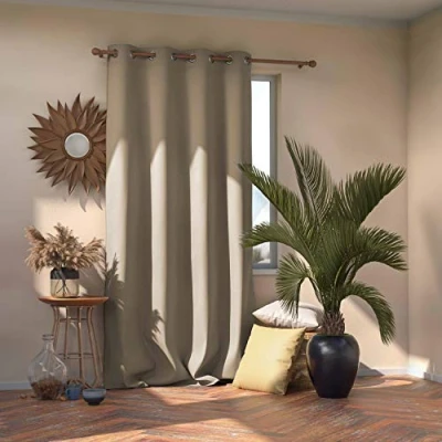 Image of AmeliaHome Blackout Curtain 1 Piece Opaque Polyester Beige Eyelets 140 x 270