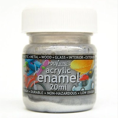 Image of Polyvine 20ml Acrylic Enamel Paint Mettalic Chrome Silver