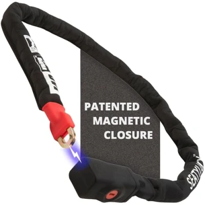 Image of Seatylock Viking Chain Bike Lock with Key Patented Scooters and Locks High Security Anti Theft Sold Secure Silver Ultra Safe Bicycle Heavy Duty Smart (140 CM 55.1&quot;)
