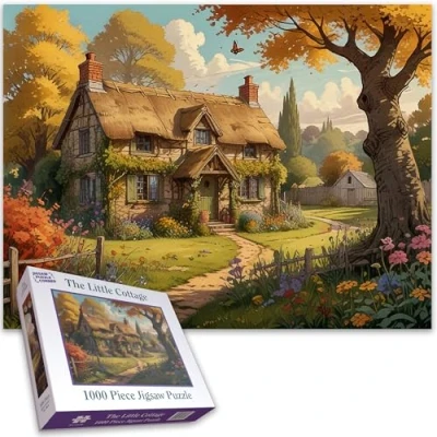 Image of Little Cottage 1000 Piece Jigsaw Puzzle Charming English Countryside Escape with Tranquil Gardens &amp; Cozy Size 50 x 66 cm
