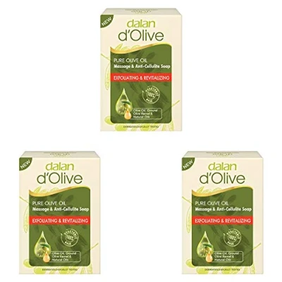Image of Dalan d&#039;Olive Pure Olive Oil Massage &amp; Anti Cellulite Soap 150g Pack of 3