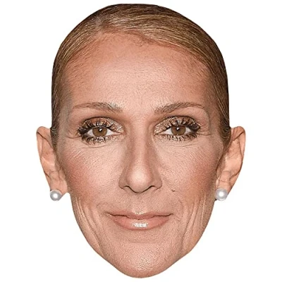 Image of Celine Dion (Hair Up) Celebrity Mask, Flat Card Face, Fancy Dress Mask