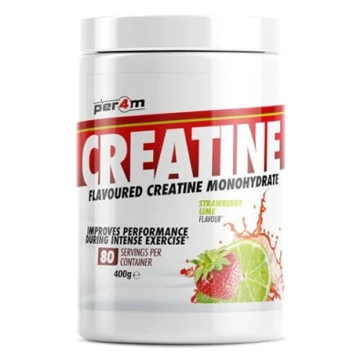 Image of Per4m Creatine Powder 80 Servings of Micronised Monohydrate Performance &amp; Strength 8 Flavours 400g (400g, Strawberry Lime)