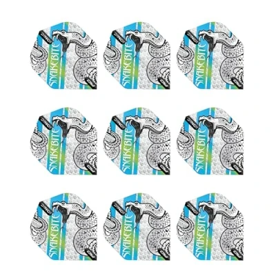 Image of RED DRAGON Snakebite Hardcore Coiled Snake Blue Dart Flights 3 sets Per Pack (9 in total)
