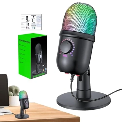 Image of higyee USB Condenser Microphone Small Podcast Professional PC Microphone, Computer Mic for Podcast, Singing, Recording,