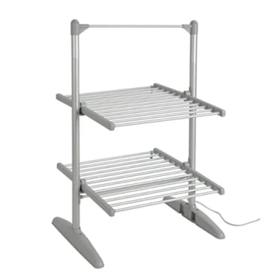 Image of groundlevel Energy Efficient Lightweight Aluminium Heated Electric Clothes Airer With Folding Feet, Space Saving 2 tier 24 Rails Of Drying