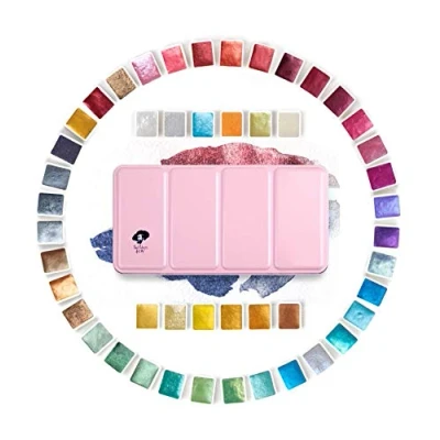 Image of Paul Rubens Artist Grade Watercolour Paint Set 48 Colours Glitter Watercolor Paints Portable Metal Case Suitable for Beginners, Hobbyists, Students, Artists