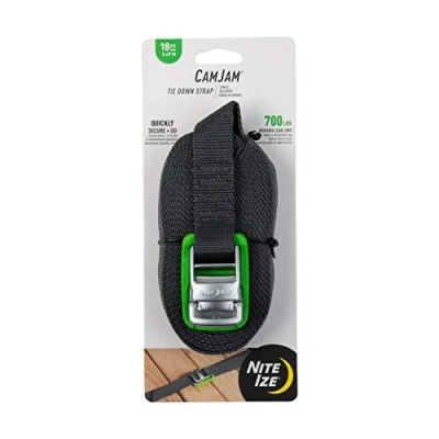 Image of Nite Ize Unisex&#039;s Cam Jam Tie Down Strap, Green/Black, 18 ft