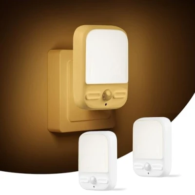 Image of SKERITO Night Light Kids Plug in with Dusk to Dawn Photocell Sensor, Motion Sensor 3000K Warm White, Baby Lights, 2 Pack LED for Bedroom, Hallways, Stairs