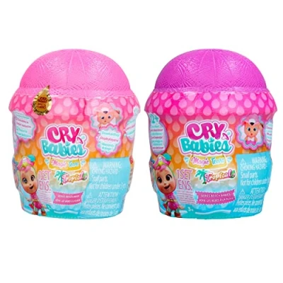 Image of Cry Babies Magic tears Tropical Beach Pack 2 Collectible surprise dolls that real with Swimsui &amp; 14 Accessories Toys for girls and boys +3 Years