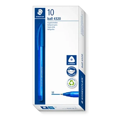 Image of STAEDTLER 4320 M 3 Stick Rainbow Ballpoint Pen Blue (Box of 10)