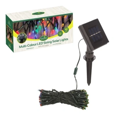 Image of GardenKraft 100 LED Solar String Lights Multicolour