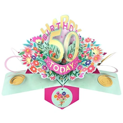 Image of Happy 50th Birthday 50 Today Pop Up Greeting Card Love Kate&#039;s Cards Her POP215MC50