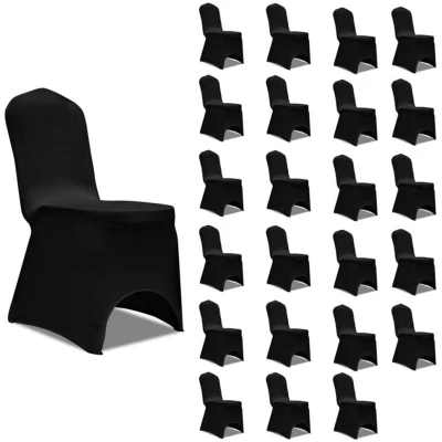 Image of vidaXL Chair Cover Stretch Black 24 pcs