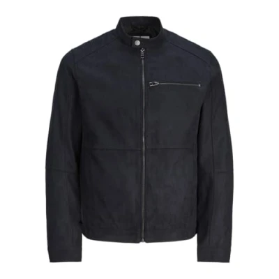 Image of Jack &amp; Jones Jjedylan Biker Jacket Faux leather jacket, Men&#039;s, Size: Medium, Jet black