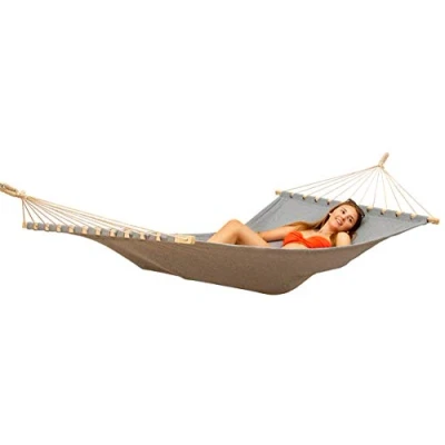Image of AMANKA XXL double Hammock with wooden spreader bar 200x120cm for two people Grey