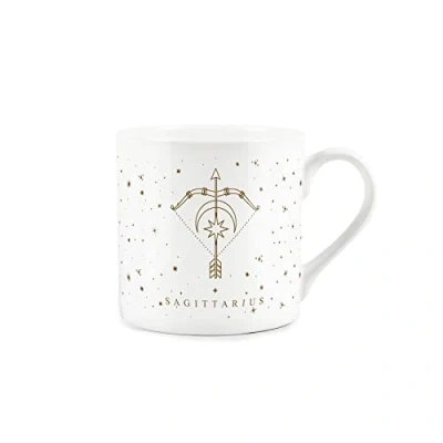 Image of Purely Home Sagittarius Gold Star Sign Mug Fine Bone China White Coffee/Tea Present Zodiac Gift