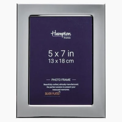 Image of Hampton Frames WOBURN 5x7 (13x18cm) Silver Picture Photo Frame Glass WA7457