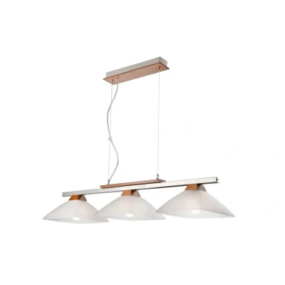 Image of Ela Bar Pendant Ceiling Light With Glass Shade, Rustic, 3x E27