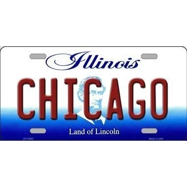 Image of DOGT Chicago Illinois Metal Novelty License Plate Vintage TIN SIGN Size: Approx. 20 * 30cm/ 7.8 11.8 inch(L W)